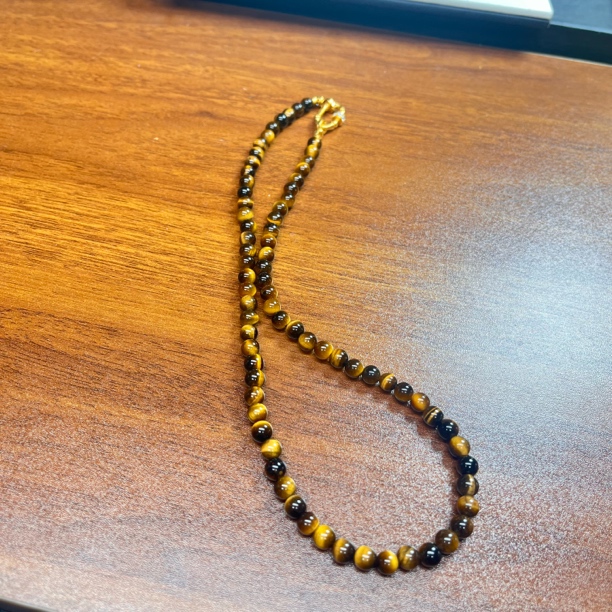 54702天然黄虎眼石水晶圆珠项链6mm多样性发一