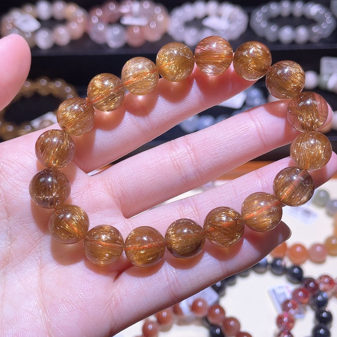 水晶手链未镶嵌发晶手链，晶体通透11+