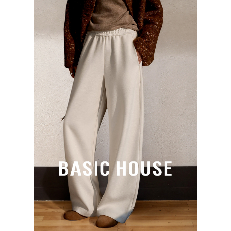 Basic House/百家好简约风松紧腰休闲裤女新款阔腿裤B1195B59332