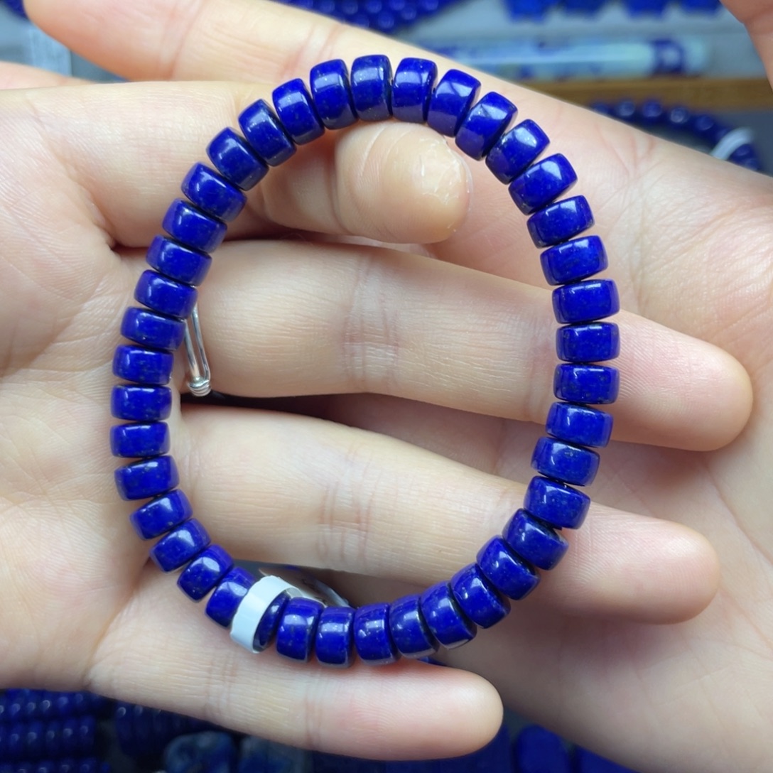 青金石未镶嵌药片手串7+