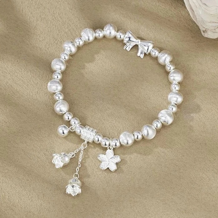 B85【约33g】999.9银波纹铃兰花实心