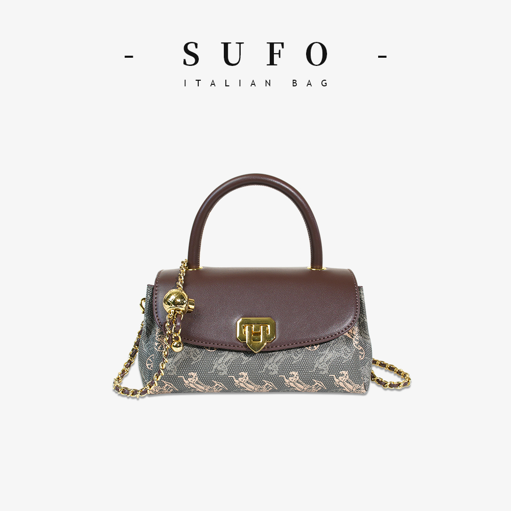 SUFO/尚芙真皮绿色信封包女25新款包包轻奢高级感手提斜挎链条