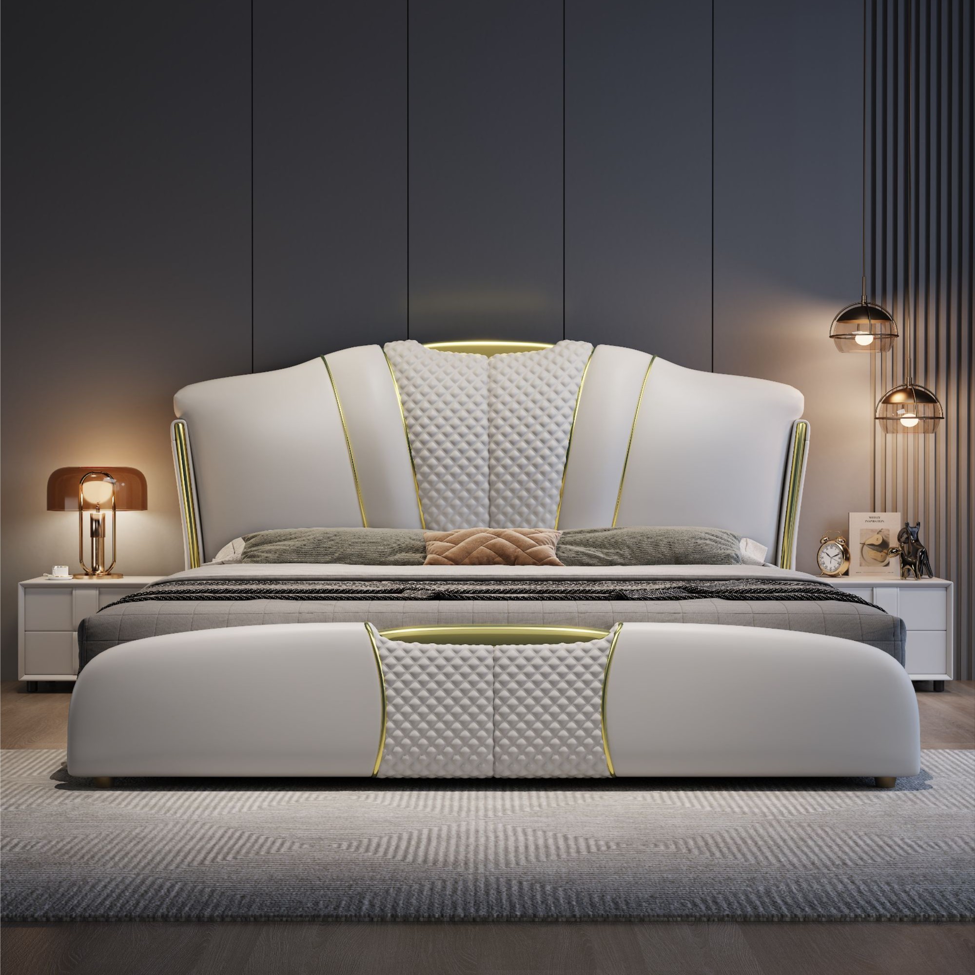 轻奢主卧大床皮床软体床婚床奢华型简约皮艺床婚床储物床双人床