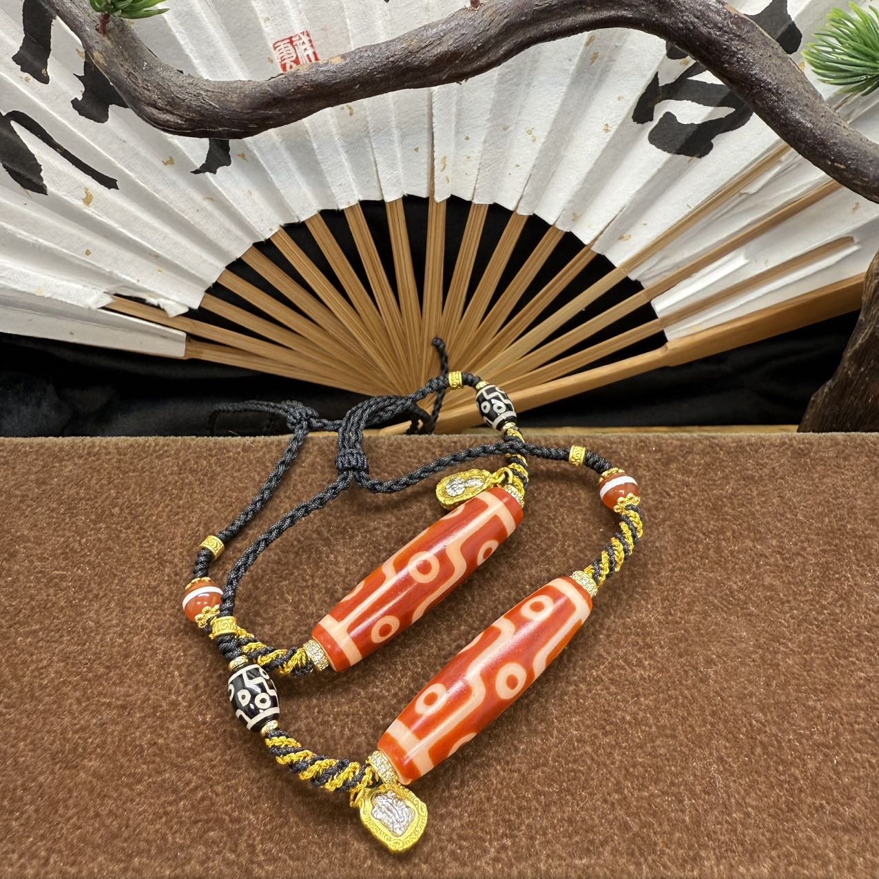 【大胖专属】 22 H79684-玛瑙DIY脖挂（九眼）-多样性发其一-12*48mm