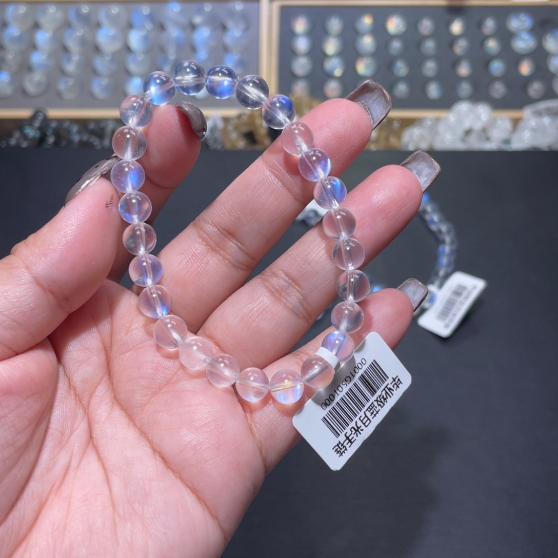 还***a未镶嵌手链长石毕业级蓝月光手链7mm