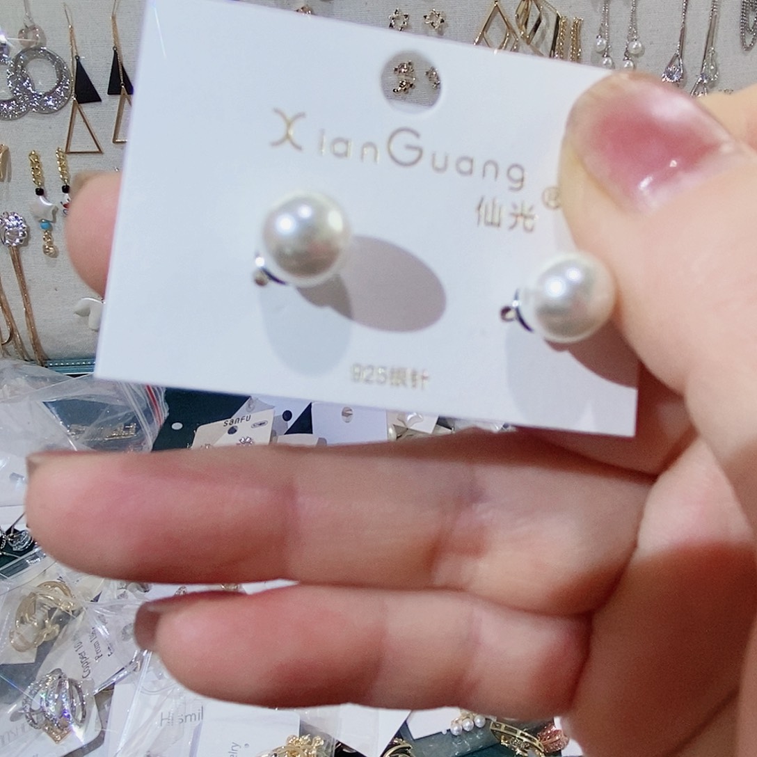 淡水珍珠耳饰银S925镶嵌