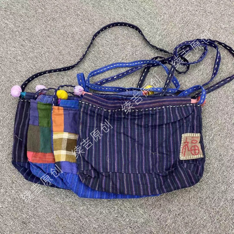 续吉出品466手工拼布麻包 单肩肩包