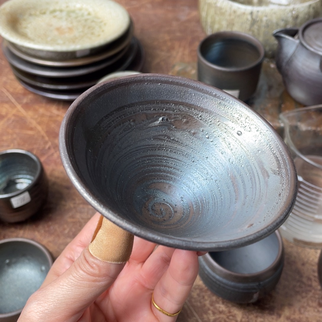 陶浪鬼柴烧搅泥斗笠