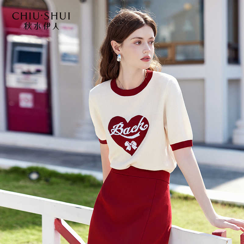 【陈大可】秋水伊人休闲百搭爱心毛针织衫2024年夏新款女甜美时尚小