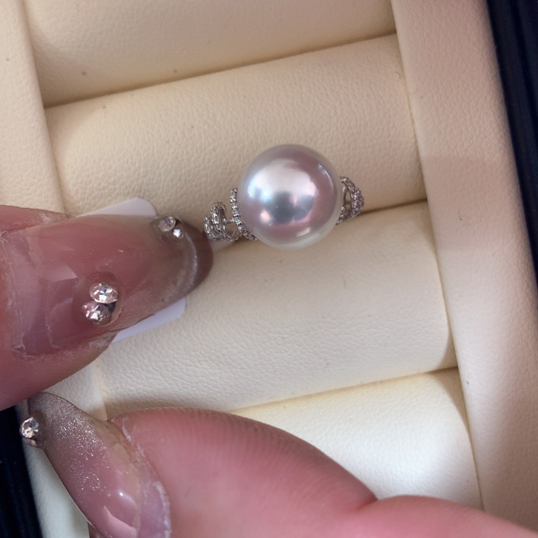 海水珍珠戒指18K金镶嵌