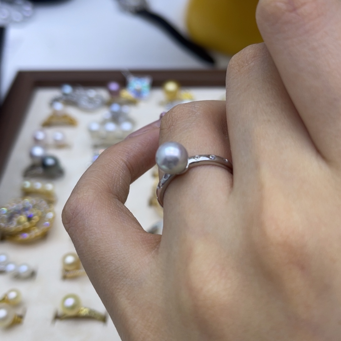 银S925镶嵌戒指海水珍珠