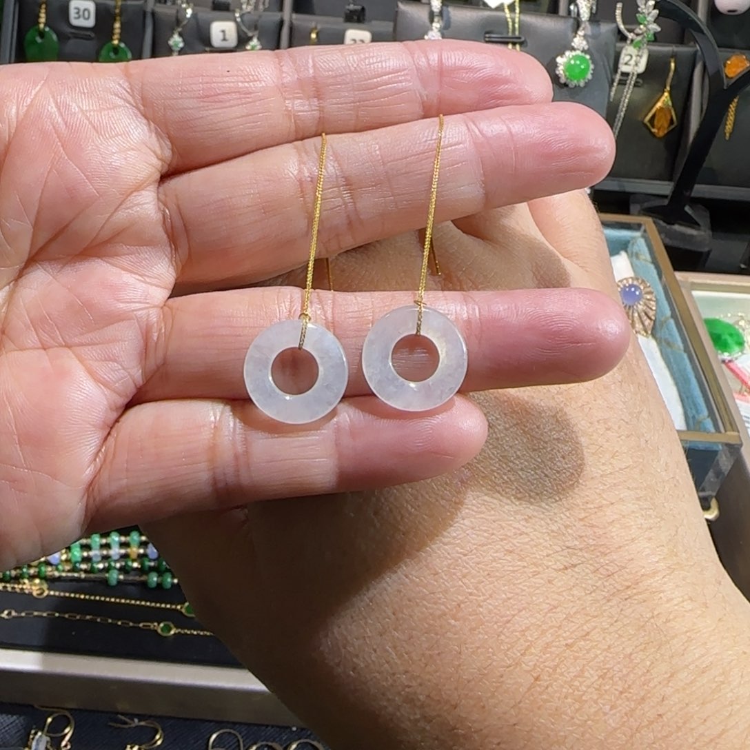 翡翠18K金镶嵌颈饰耳线