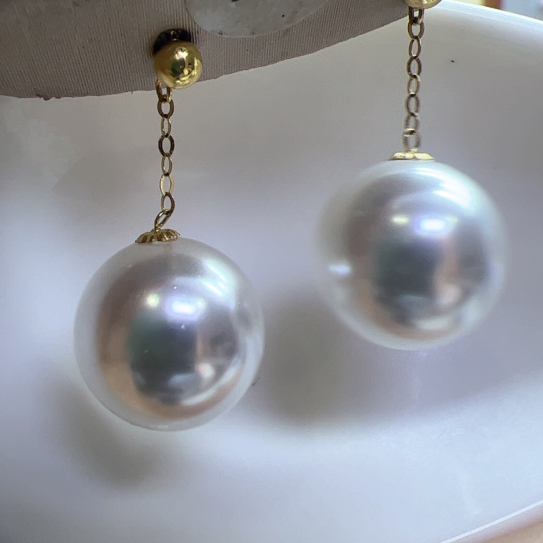 淡水珍珠耳饰18K金镶嵌