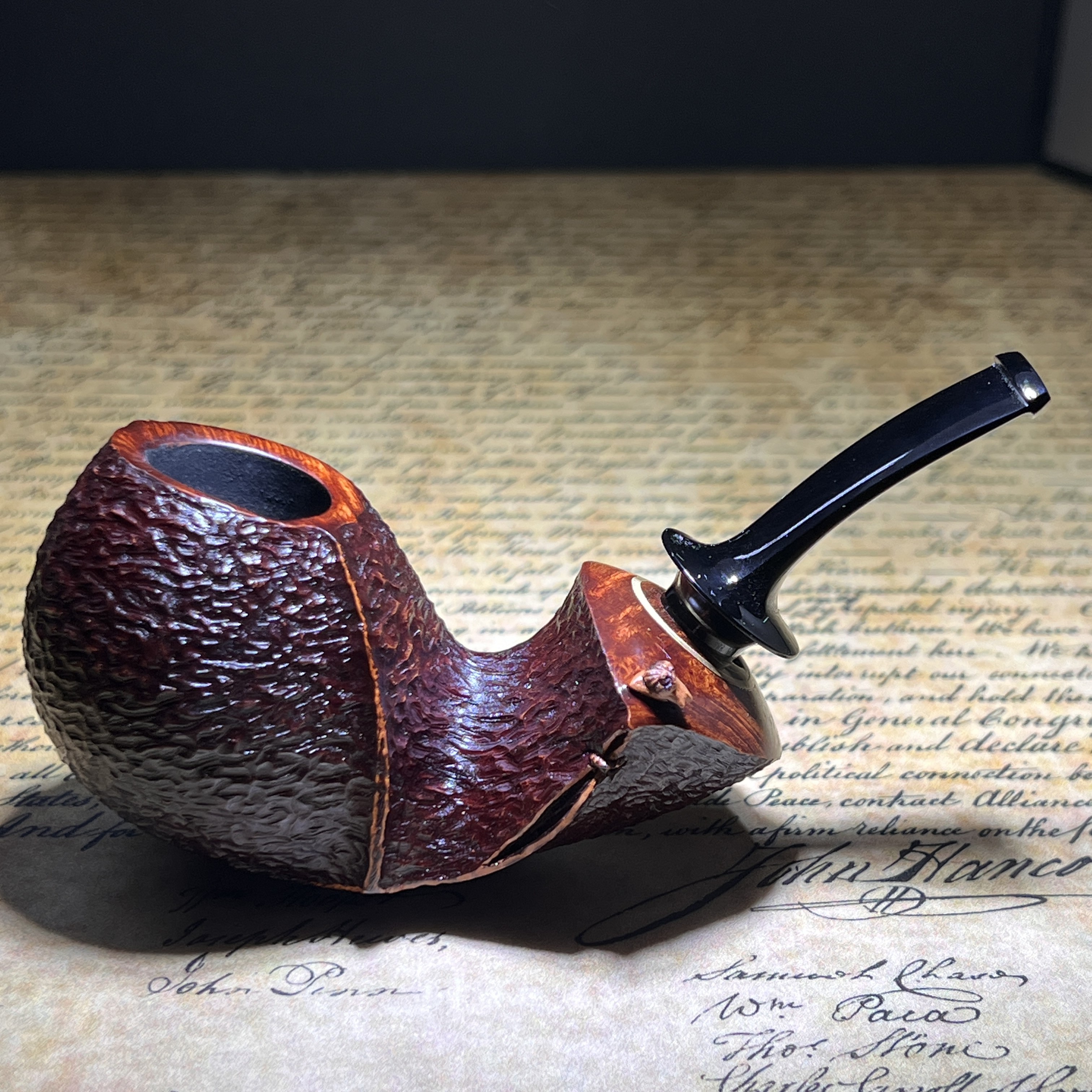 中国制斗师RAE久石雕刺豚河豚石楠木手工烟斗