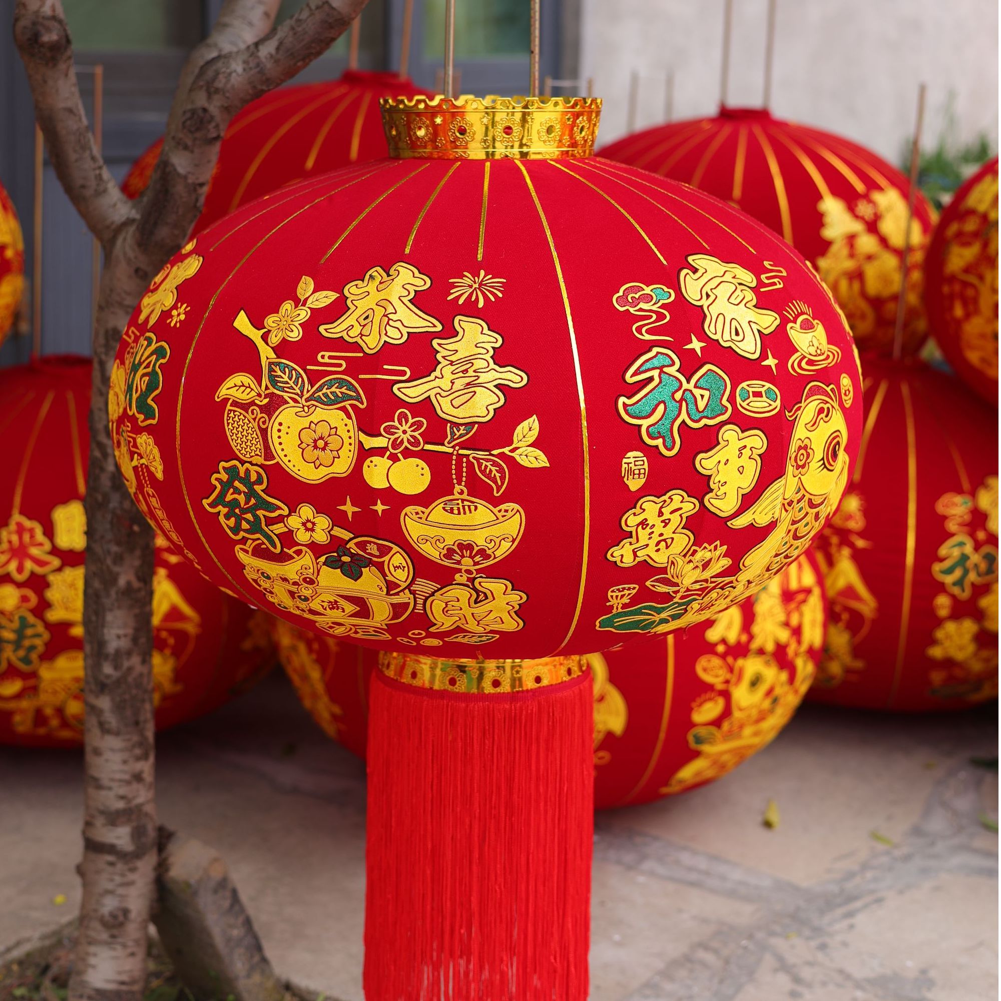 高品质2026加厚新年大红灯笼阳台大门灯笼户外乔迁过年防水灯笼