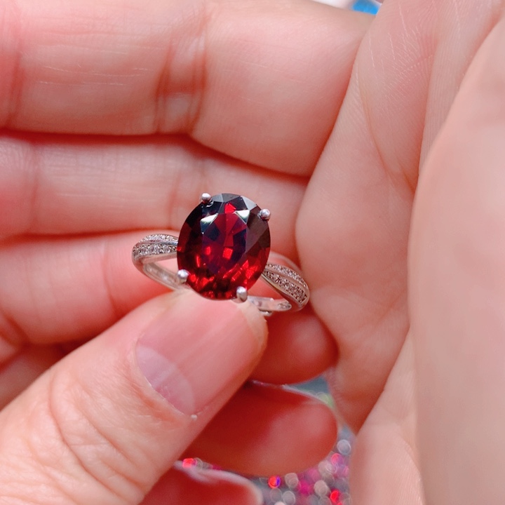 石榴石戒指银S925镶嵌