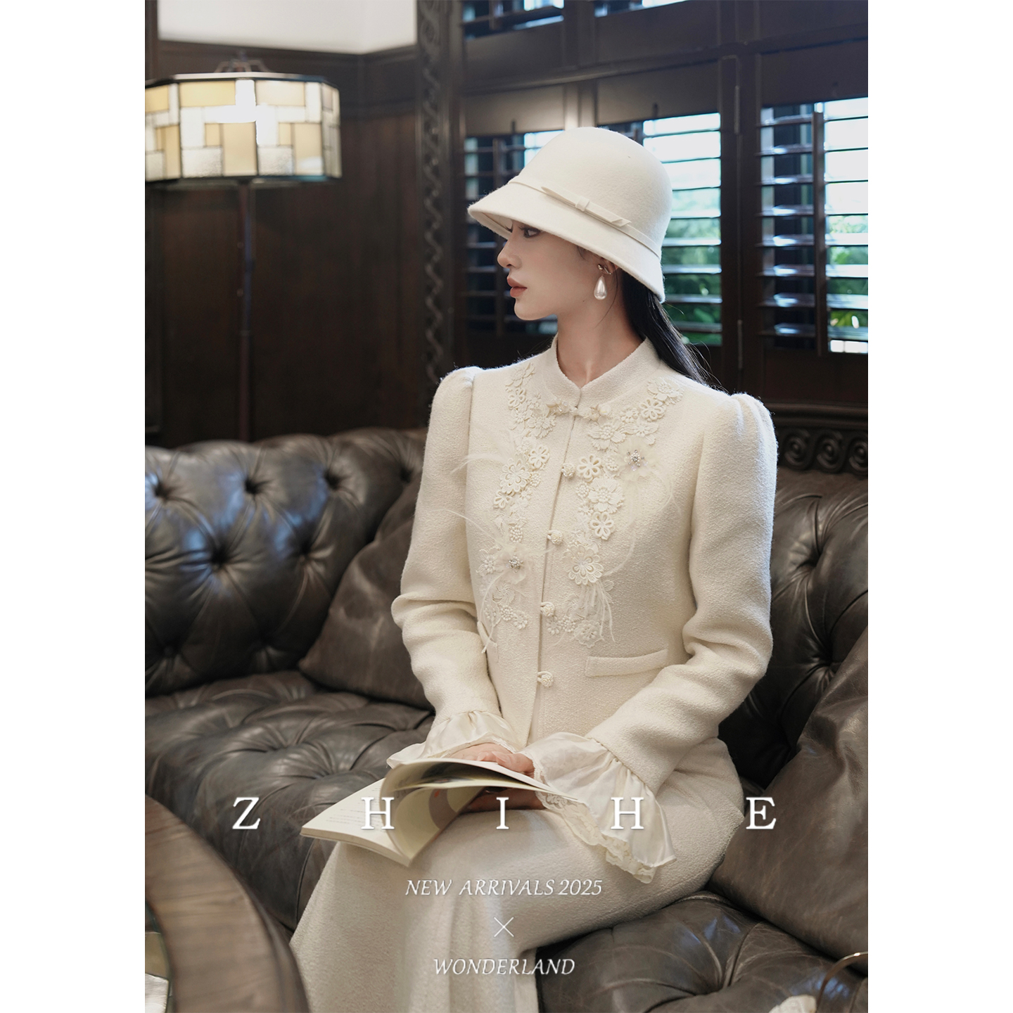 无艳一禾【中古缪斯】静奢法式重工羊毛香风装饰花外套+鱼尾半裙