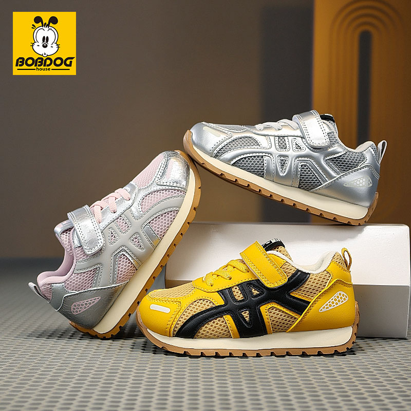巴布豆男童鞋透气网面运动鞋2025新款女童阿甘鞋秋季软底跑步鞋子