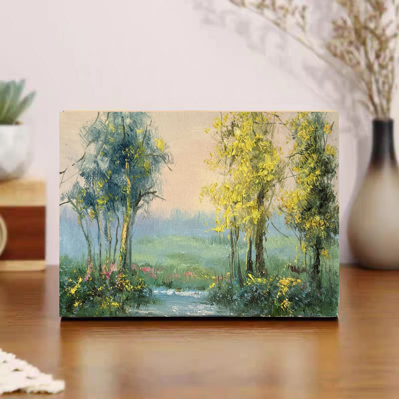 《林间溪语》20*30含内框，刘春建手绘油画装饰画，客厅背景墙挂画