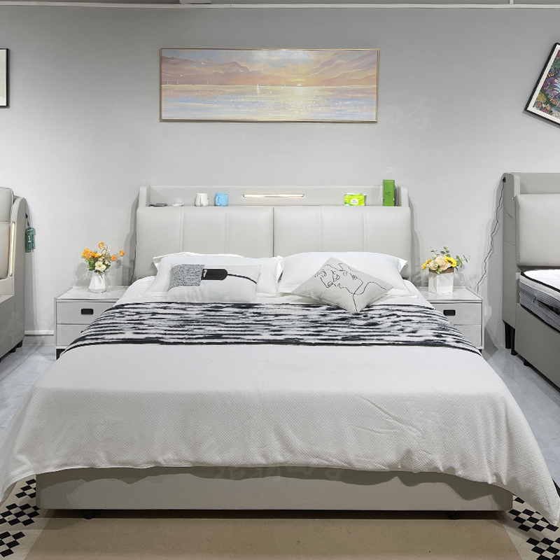 A002# 【专属补贴】现代简约主卧多功能储物床小户型收纳软包床