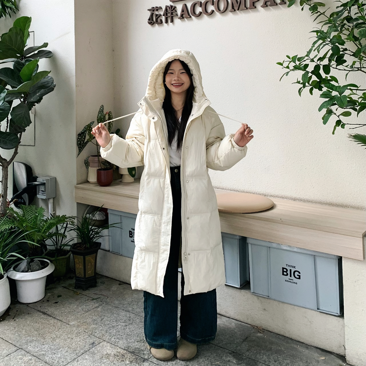 奈看家小个子【雪国暖冬】连帽百搭中长款外套女冬季高级感羽绒服