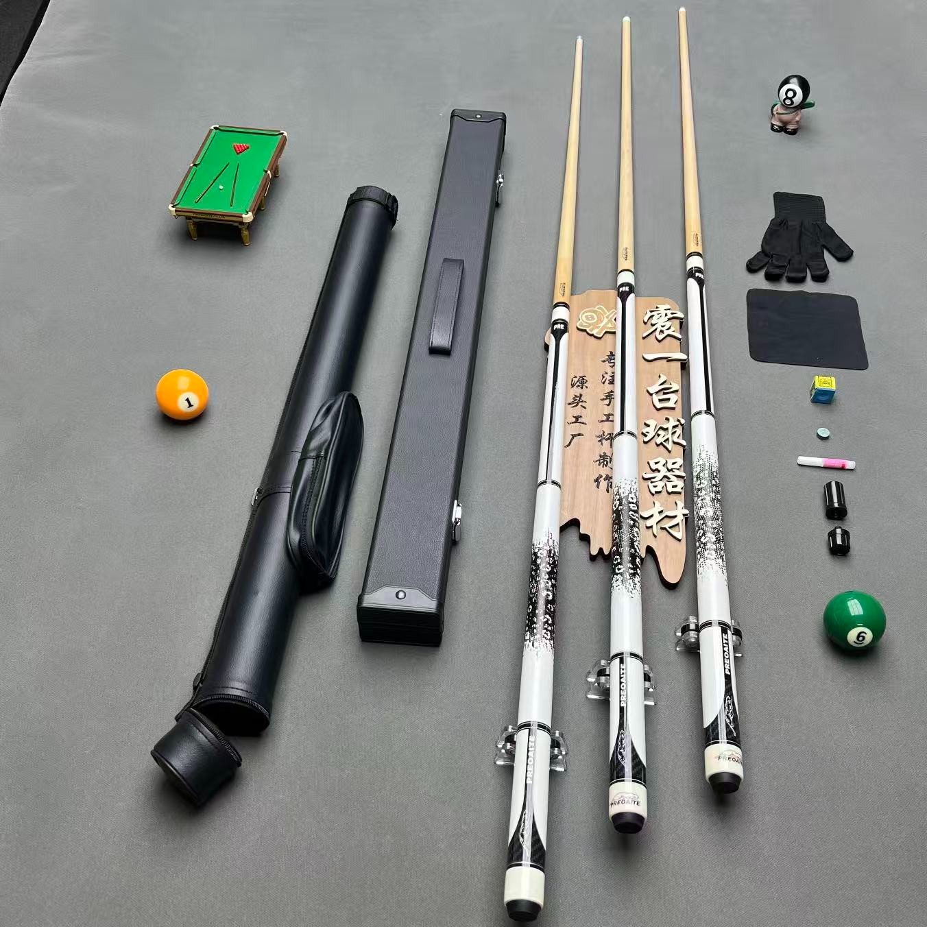 【P3白- 主播福利】大牌同款枫木中式黑八杆手工台球杆赛事级别