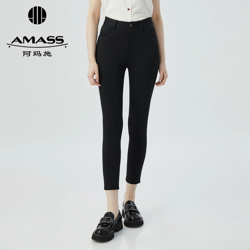 阿玛施AMASS新款女装显瘦经典招牌面料高腰松紧腰小脚裤5100528