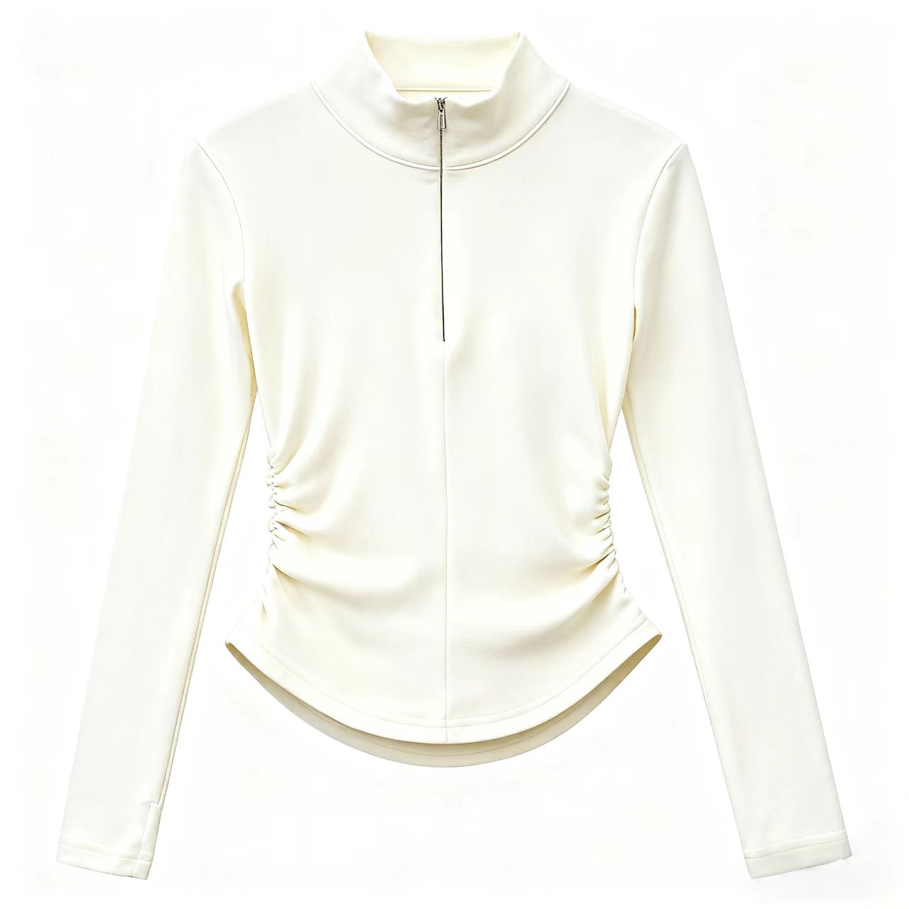 秋冬拉链纯色时尚内搭桑蚕丝半高领打底衫长袖针织