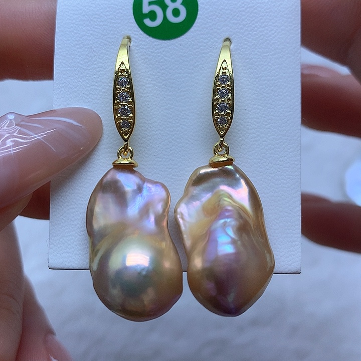 淡水珍珠耳饰银S925镶嵌