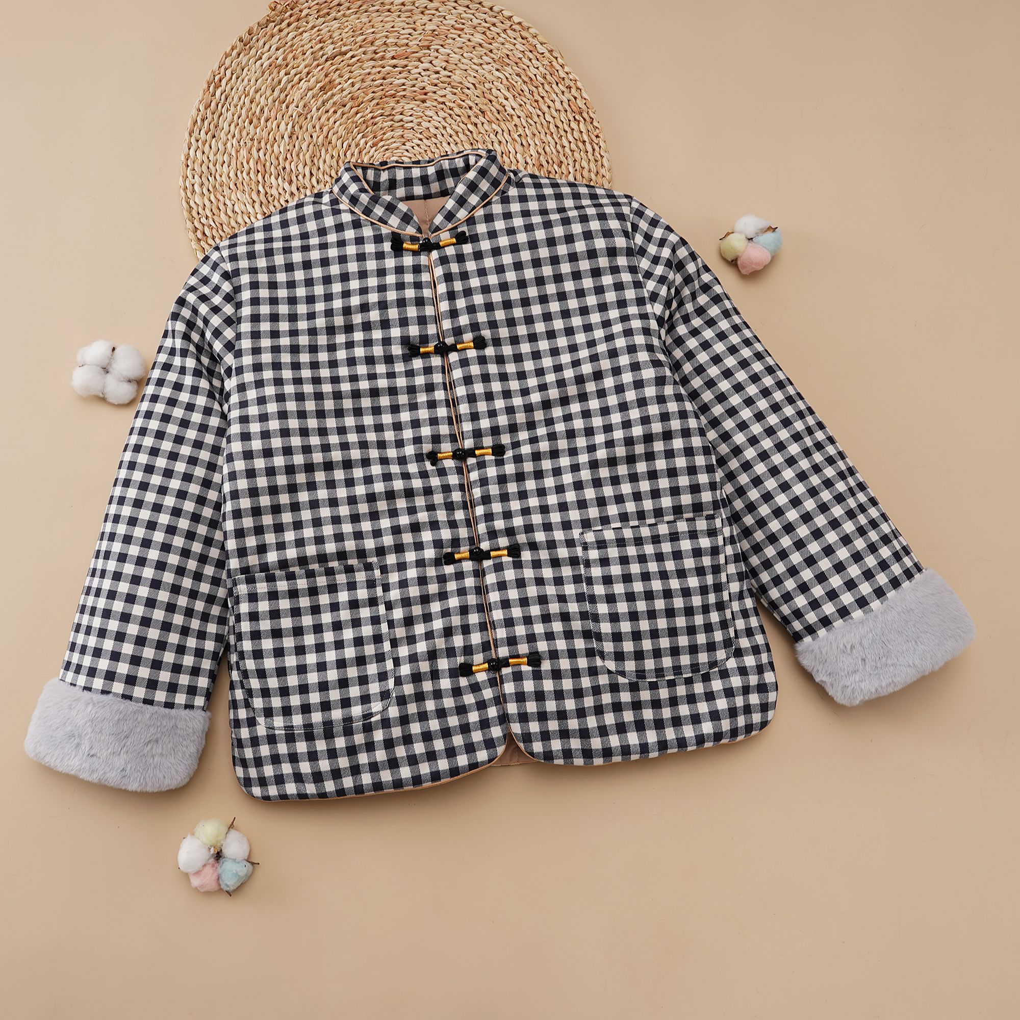 【新品】新疆长绒棉国风盘扣系列兔毛袖口拼接保暖纯棉里子加厚棉衣