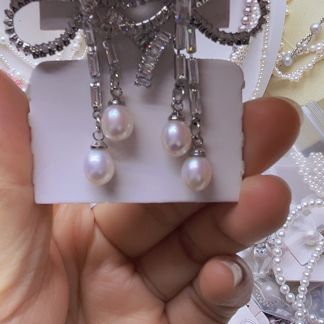 淡水珍珠吊坠或者耳钉银S925镶嵌