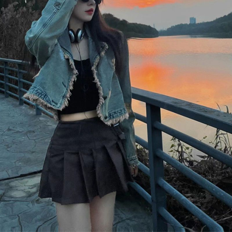 2025小众气质设计感毛边牛仔外套女春季新款复古个性短款开衫上衣