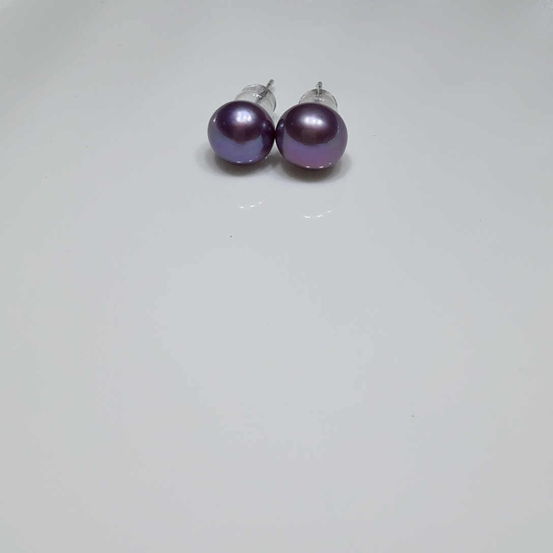 淡水珍珠银S925镶嵌耳饰