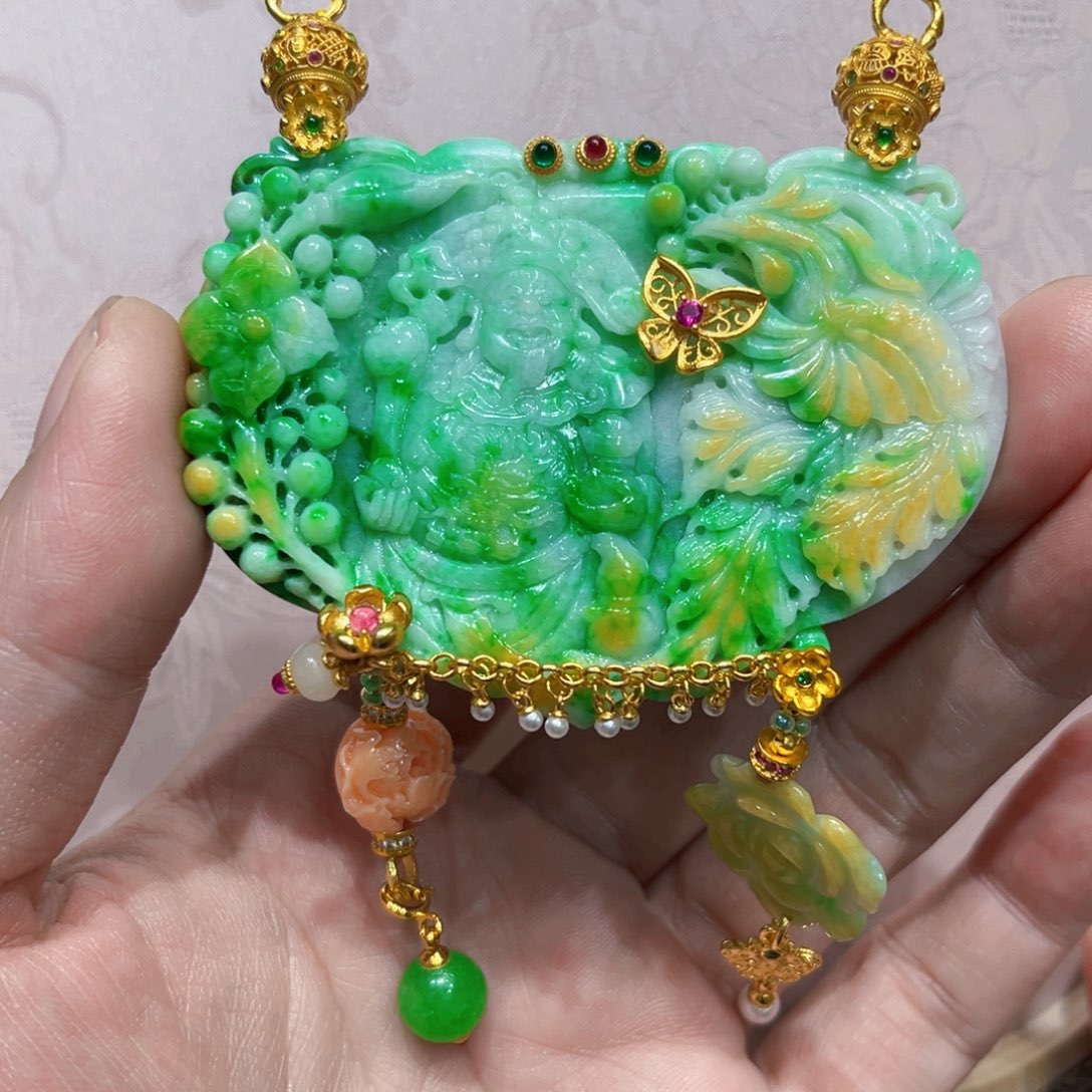 周***）翡翠合金吊坠(赠链)国风