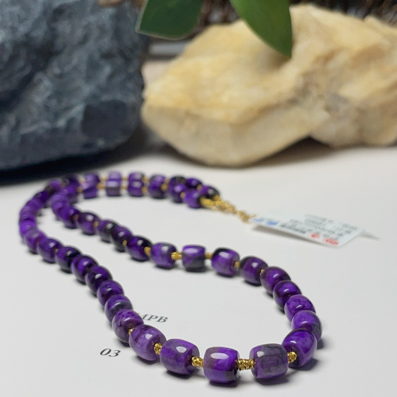 舒俱来高阶紫罗兰桶珠素链/45cm/18K/AZB3977