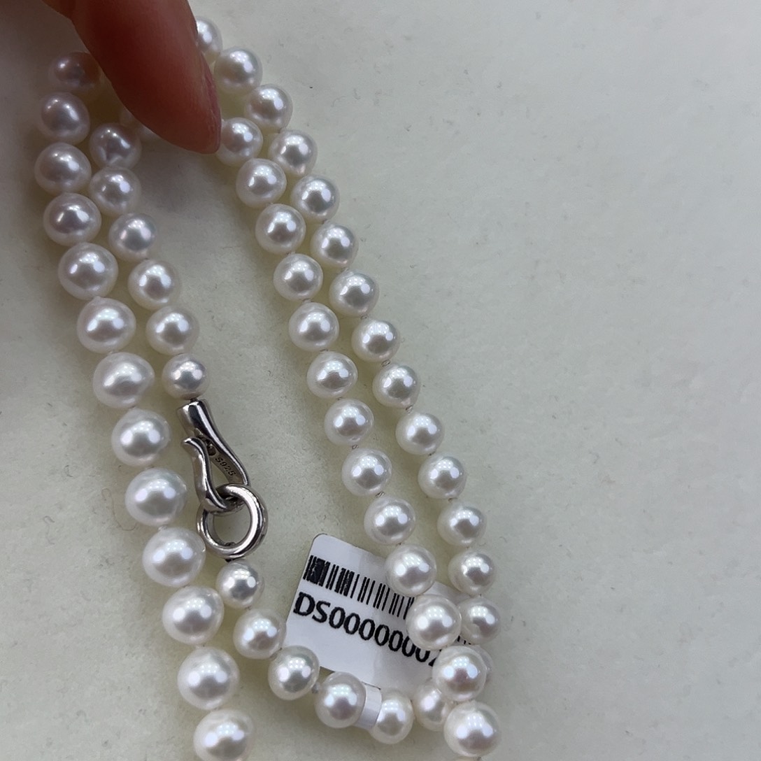 淡水珍珠颈饰银S925镶嵌➕7极光白高品