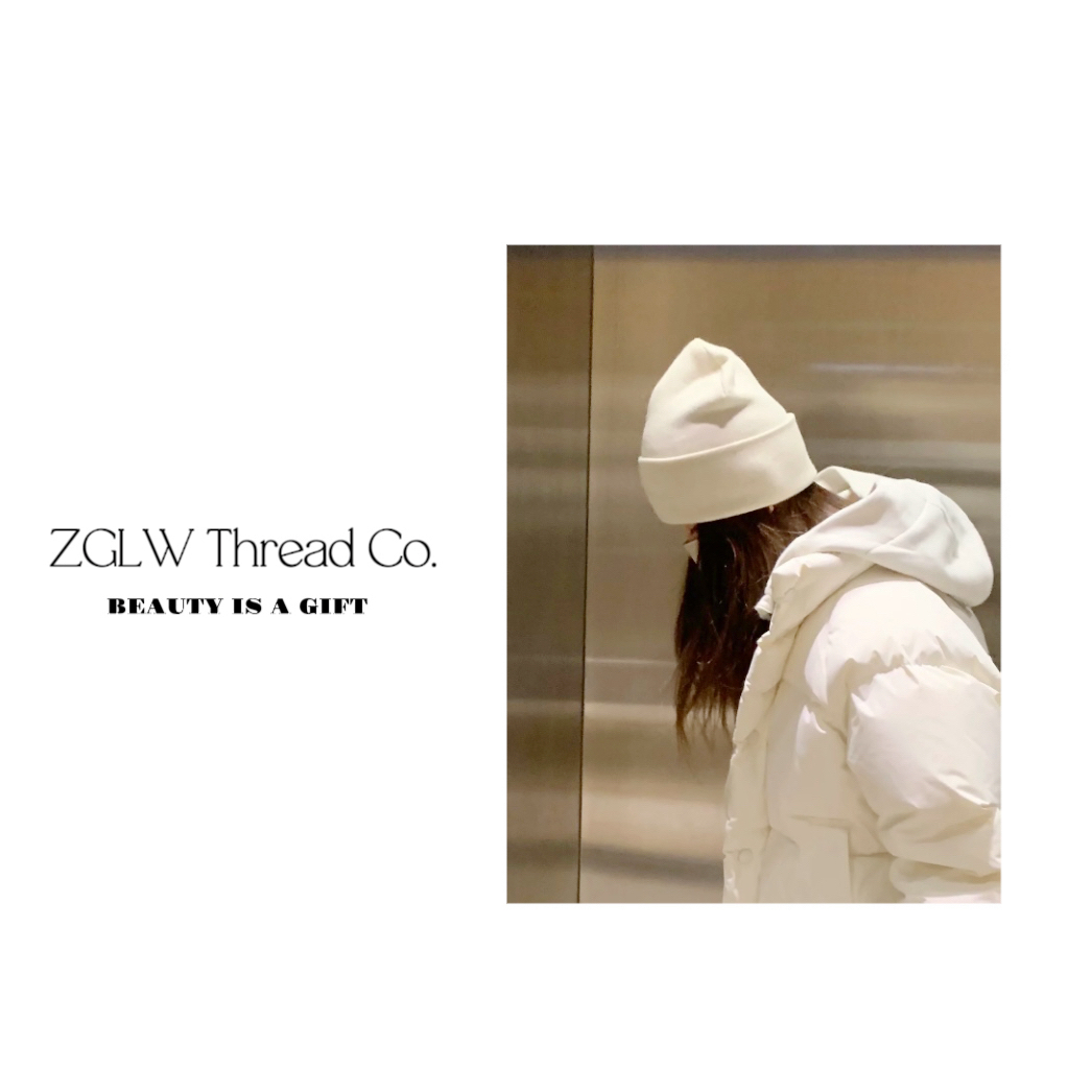 （ZGLW)白色针织毛线帽秋冬加厚