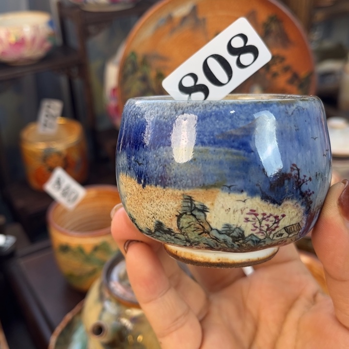 全手工柴烧志野手绘808