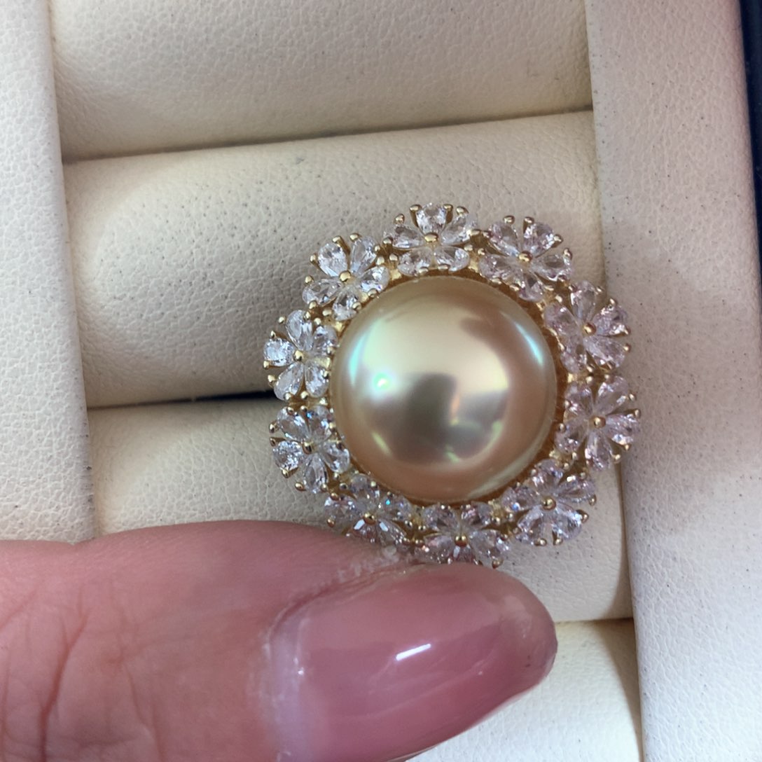 海水珍珠戒指银S925镶嵌