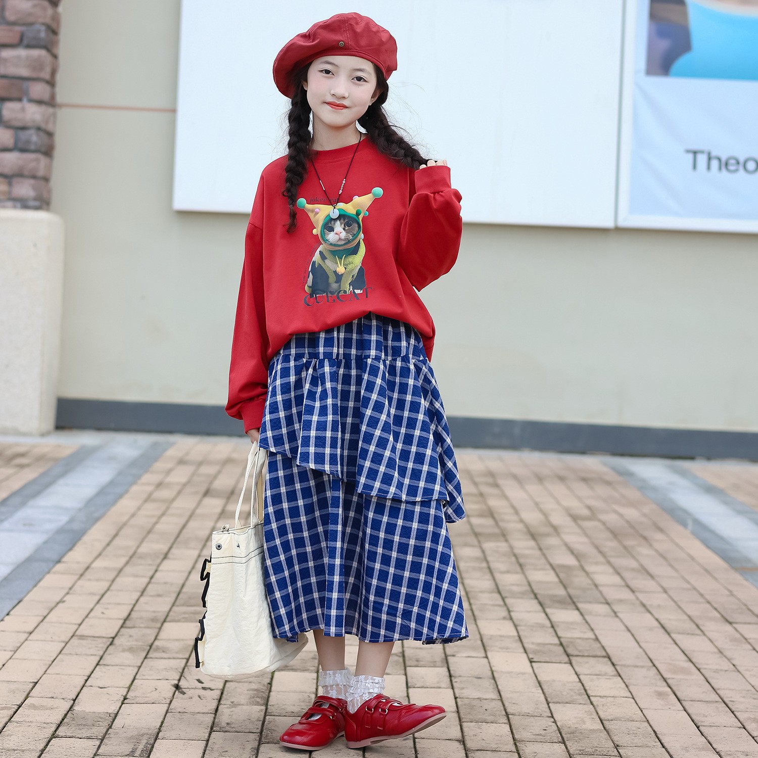 女童T恤春秋款韩版百搭中大童休闲宽松亲子款长袖宽松上衣套头衫