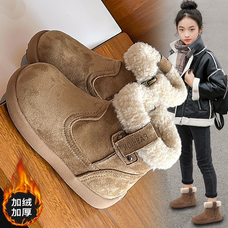 阿童木雪地靴女童冬季儿童棉鞋2025新款加绒保暖短靴宝宝毛毛潮靴