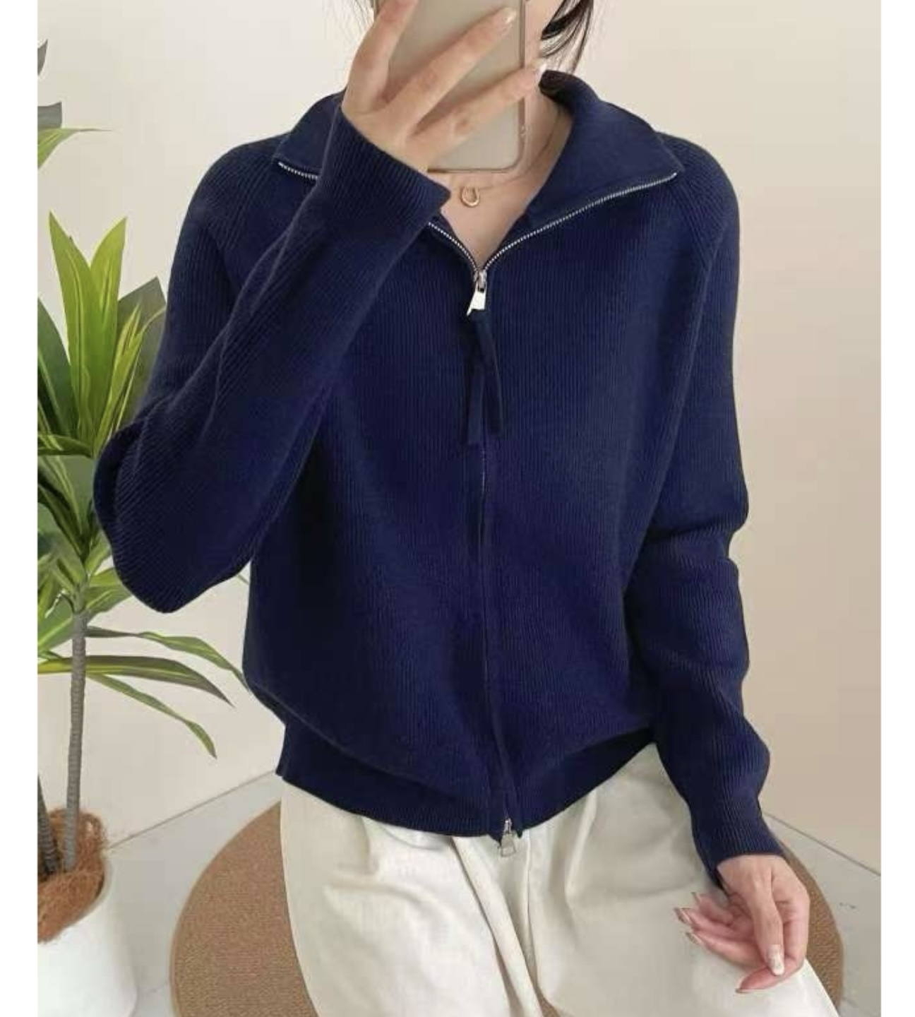 2025冬季羊绒毛衣拉链款开衫休闲时尚百搭均码毛衣