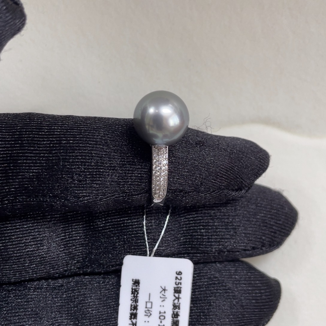 戒指银S925镶嵌海水珍珠10.5mm