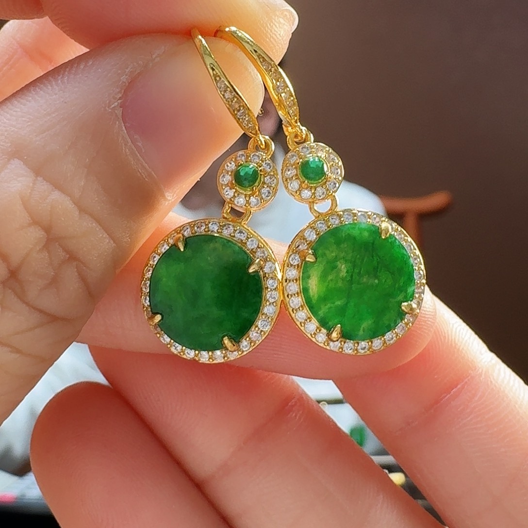 翡翠耳饰银S925镶嵌耳饰14