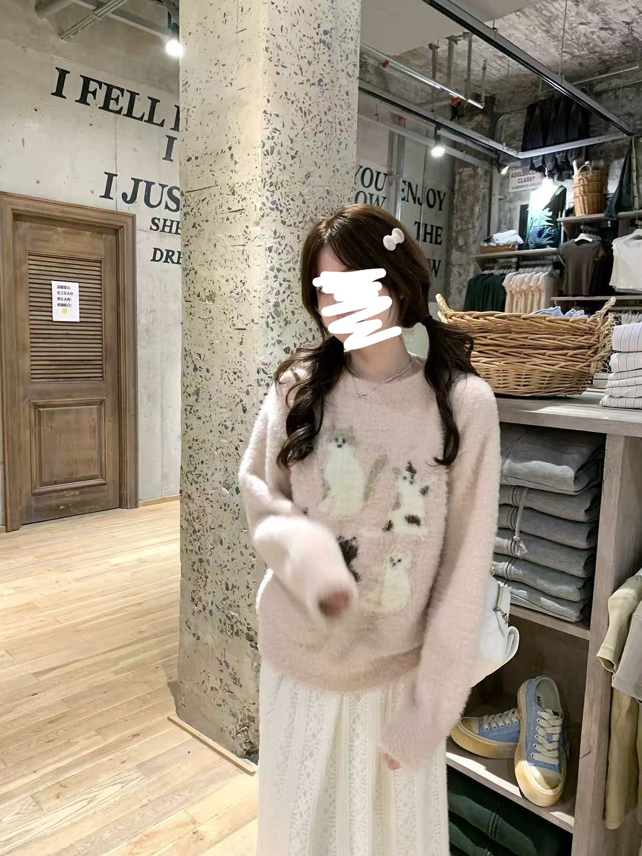 小毛衣秋季法式提花毛针织衫圆领女装