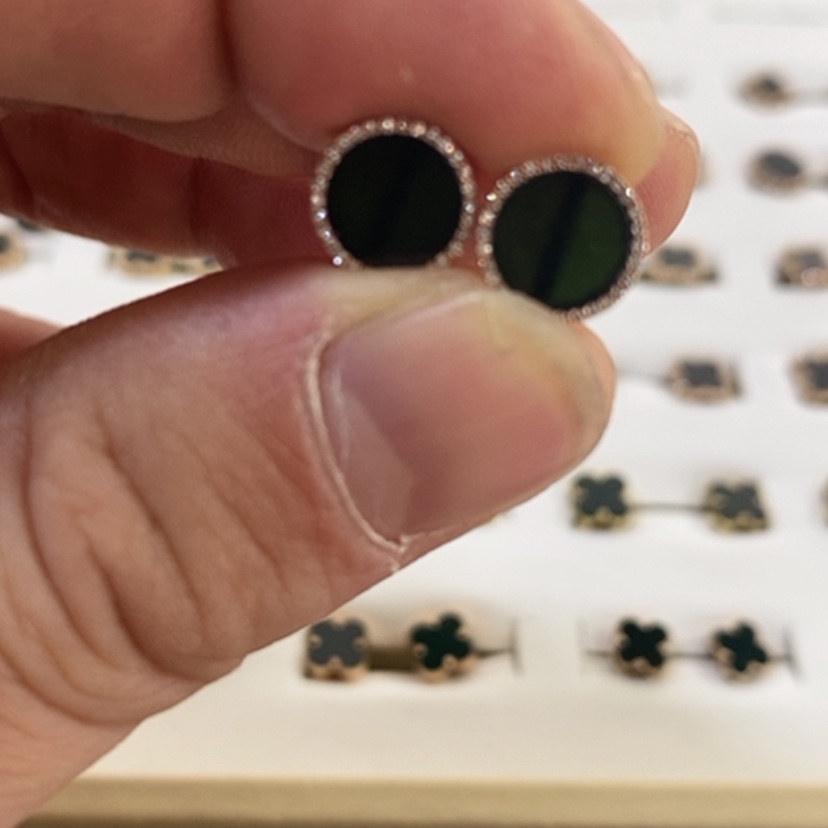 【闪购商品】翡翠耳饰未镶嵌茶**主缅甸A货翡翠墨翠