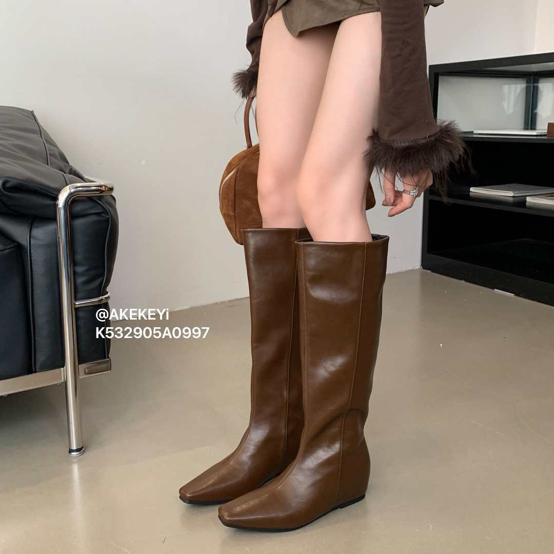 时装靴增高中筒靴过膝长靴粗跟骑士短靴弹力长筒A0997