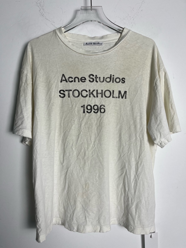未使用 Acne studio L*1/复古做旧徽标1996印花短袖/07176