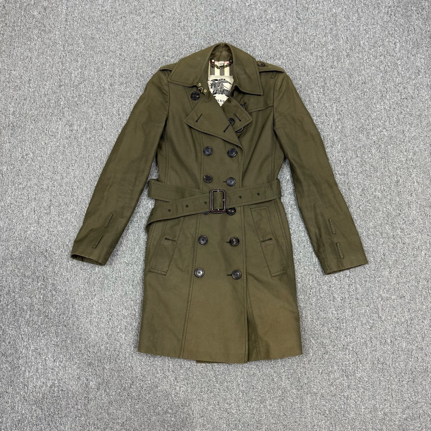 99新 BURBERRY/博柏利 17560190 nz 经典绿色风衣外套 UK4码99新