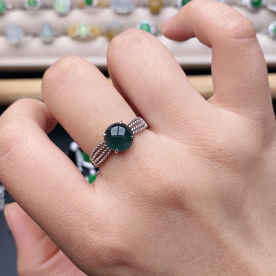 翡翠银S925镶嵌戒指